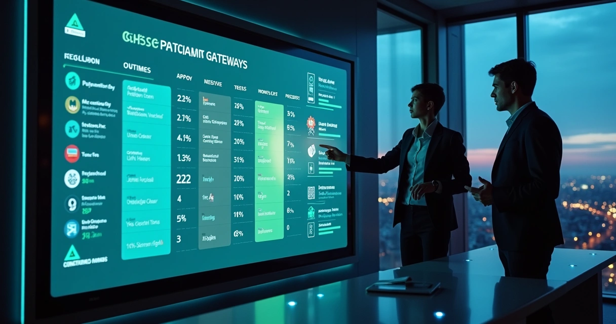 Painel de controle comparando gateways de pagamento para e-commerce em 2026 
