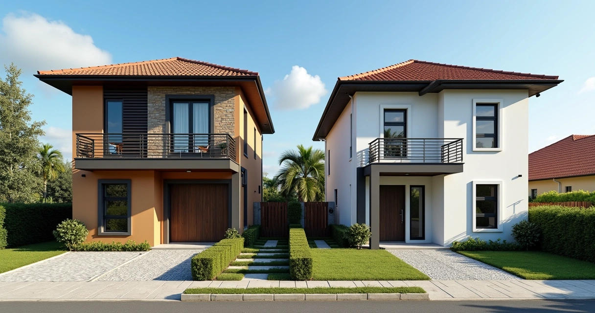 Duas casas vizinhas em Pelotas, um imóvel renovado e outro antigo 