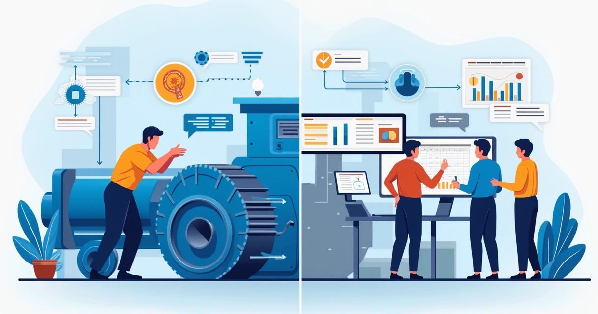 Infográfico destacando as diferenças entre manutenção corretiva e preditiva 