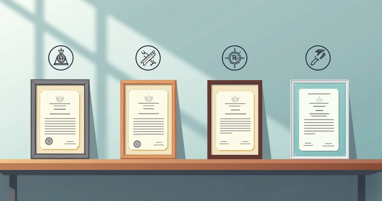 Diplomas comparados em aço inox, acrílico, madeira e vidro 