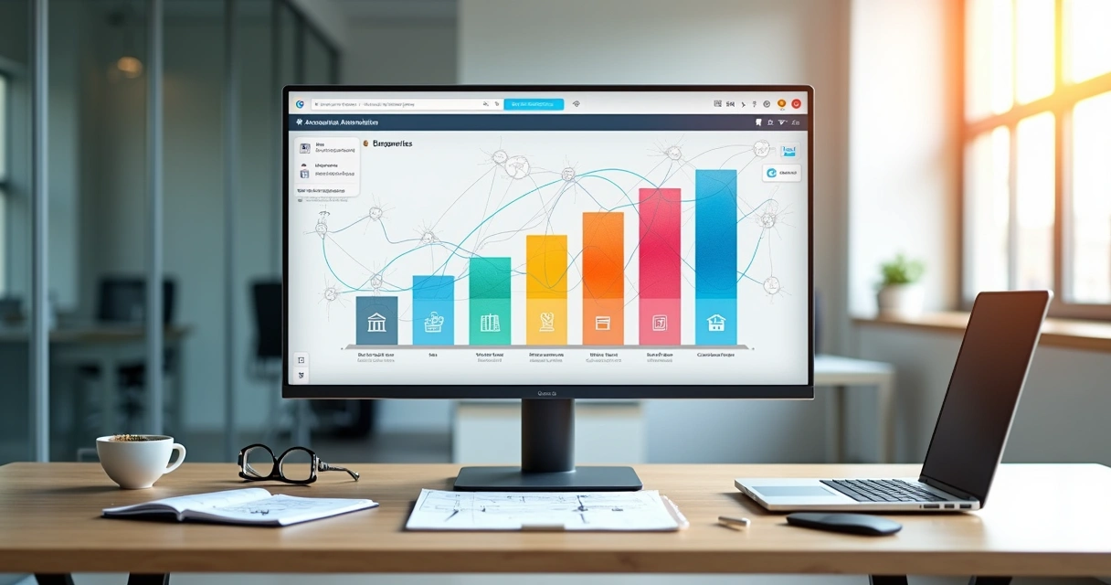 Tela de computador com gráfico comparando plataformas de automação contábil 