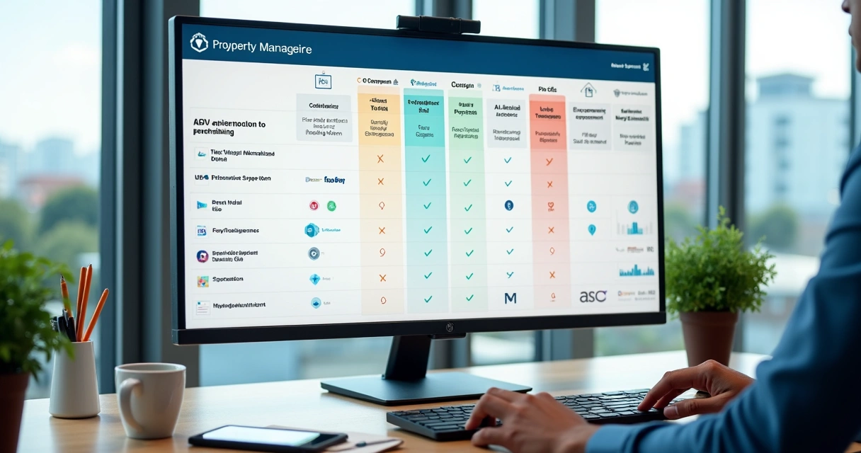 Tela de computador com painel comparando plataformas de gestão de aluguéis 