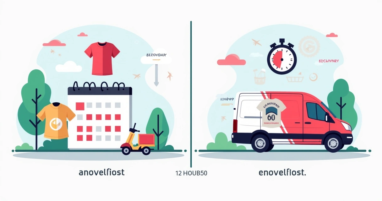 Comparativo visual de prazos padrão e express para camisetas personalizadas 