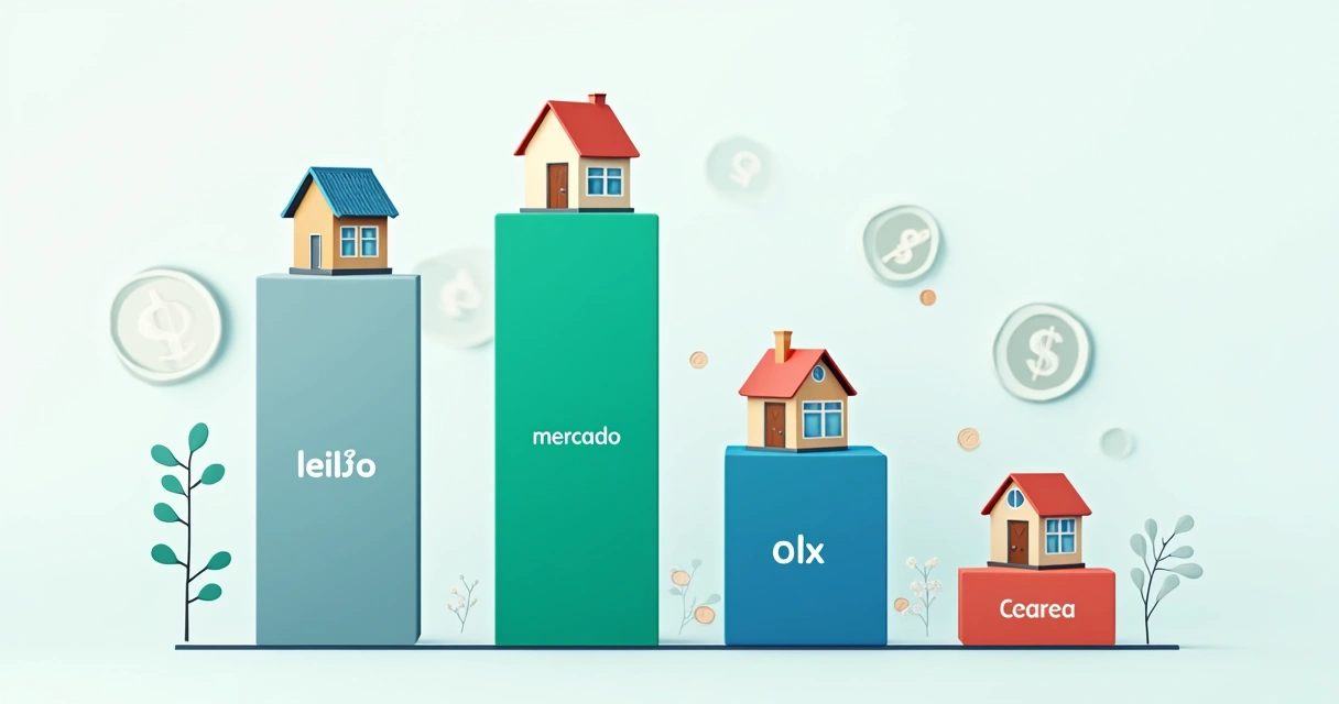 Gráfico mostrando comparação de preço entre imóveis em leilão e no mercado normal