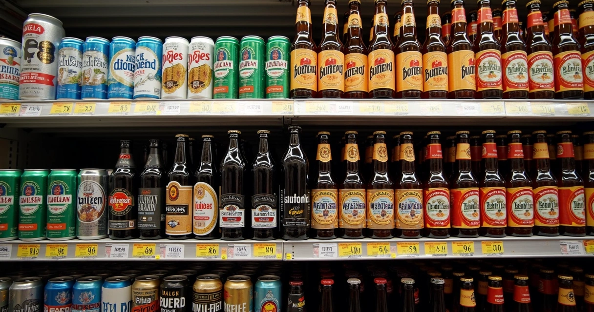 Tabela mostrando preços de cerveja lata e long neck lado a lado 
