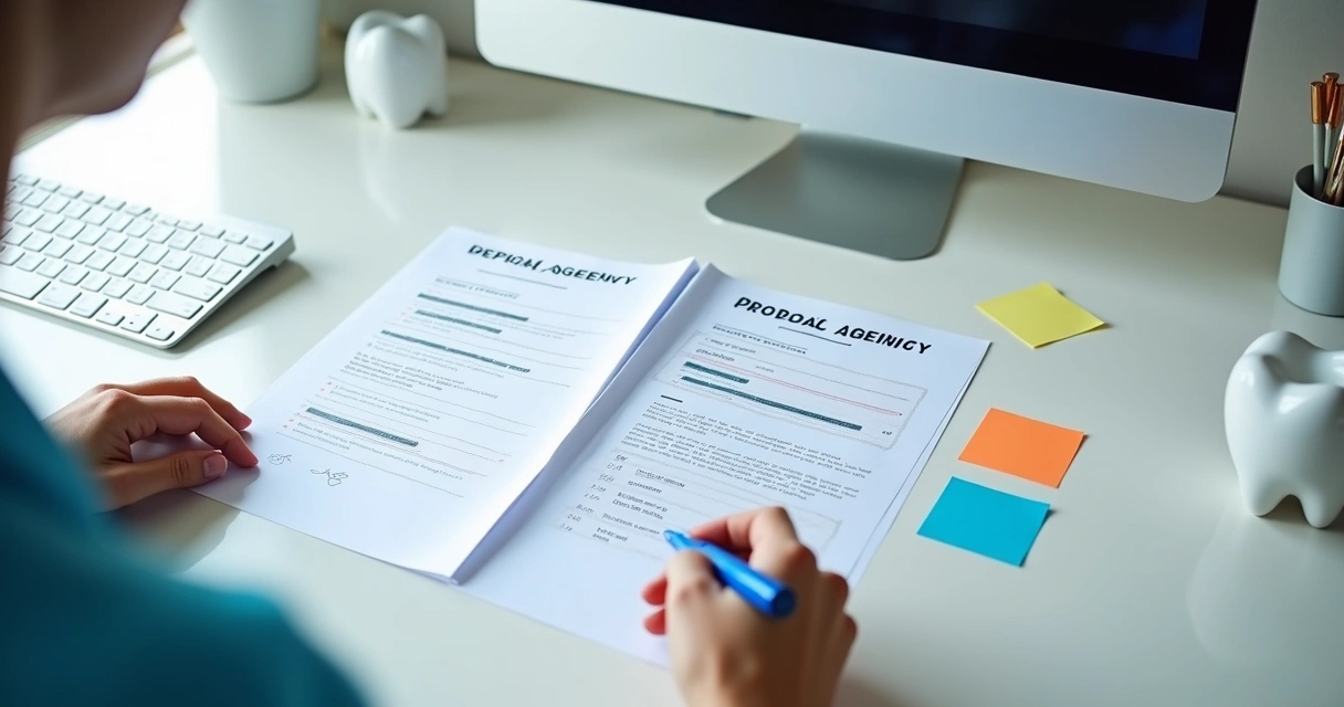 Comparativo de propostas de agência de marketing odontológico analisadas lado a lado