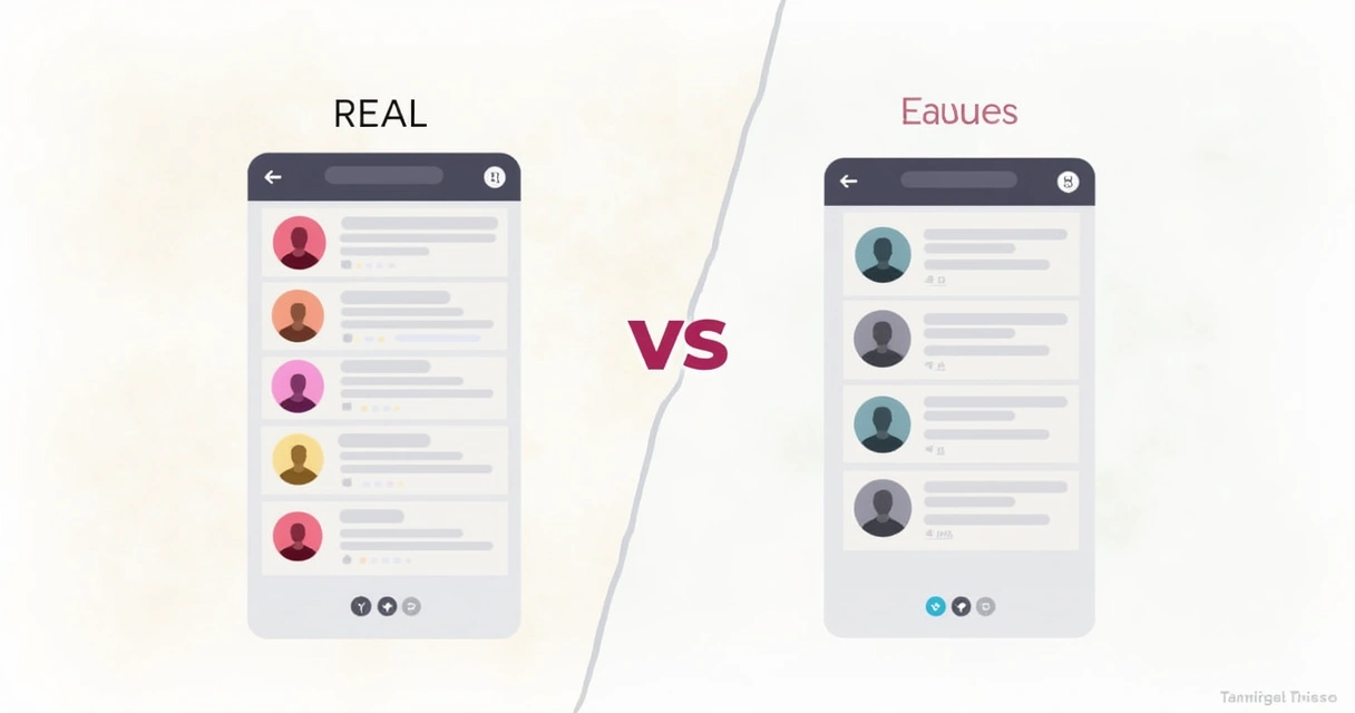 Duas colunas representando seguidores reais e seguidores fantasmas 