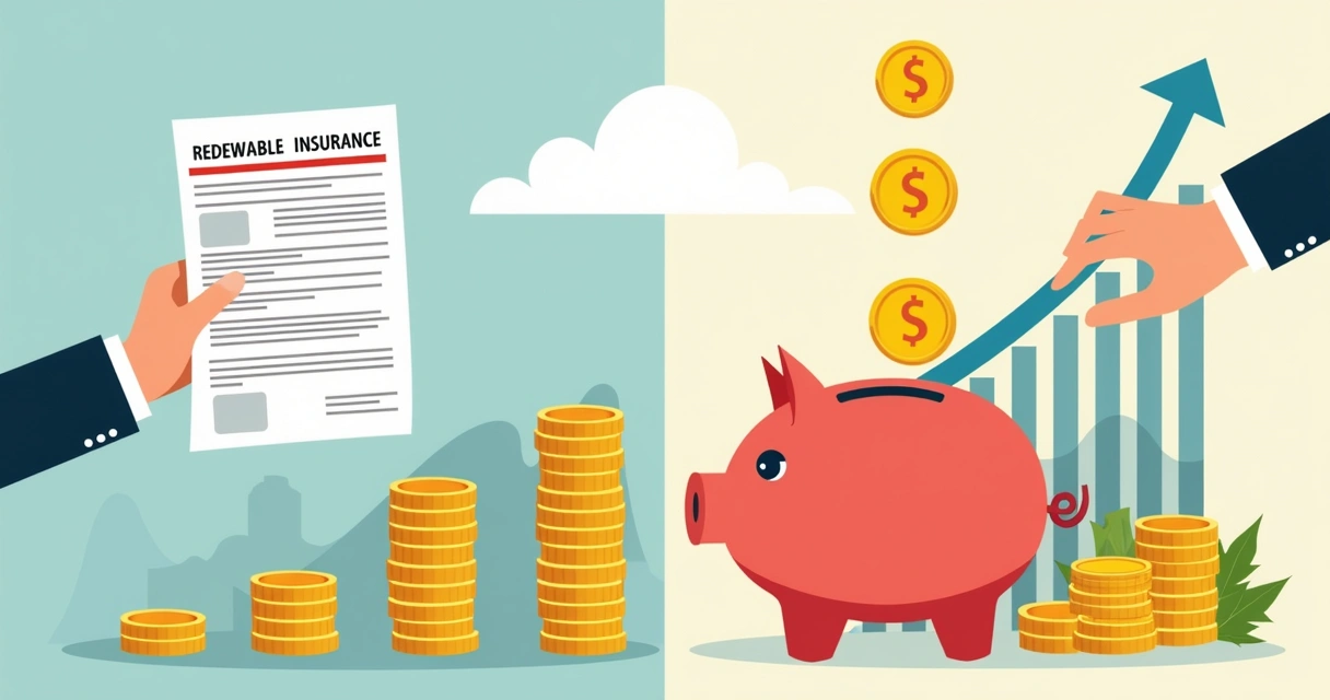 Gráfico comparando rendimento de seguro resgatável com investimento tradicional 