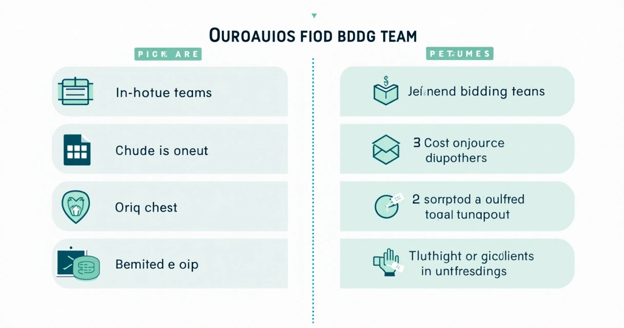 Quadro comparativo entre equipe interna e terceirização de licitações