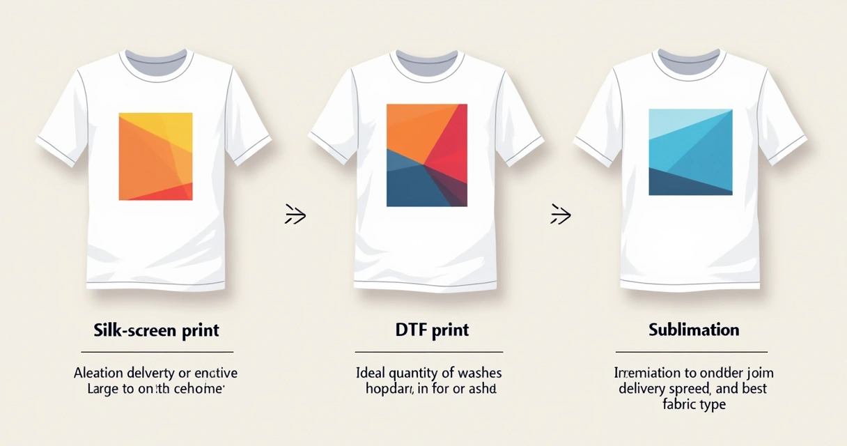 Tabela comparativa entre silk screen, DTF e sublimação em camiseta