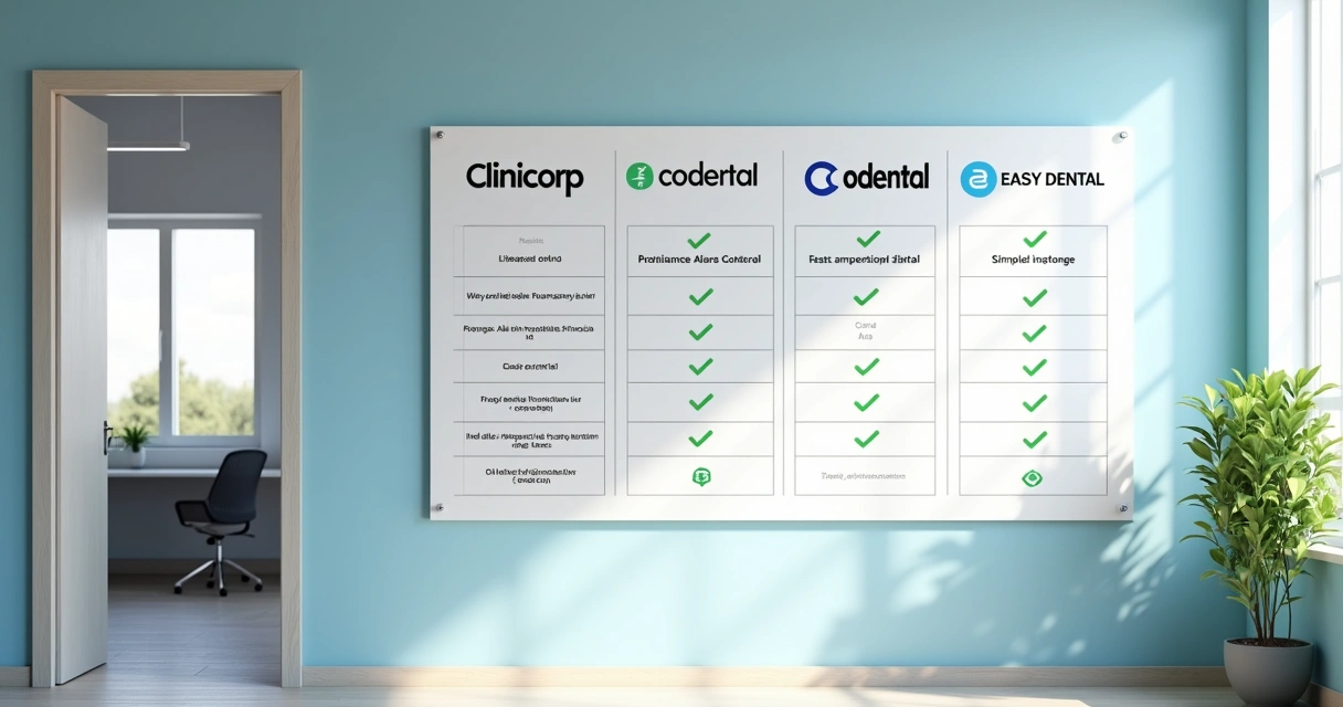 Quadro com logos comparando diferentes softwares odontológicos brasileiros 