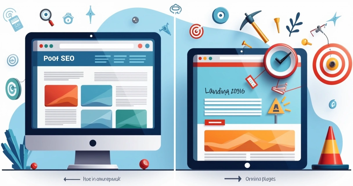 Quadro comparativo entre site institucional e landing page 