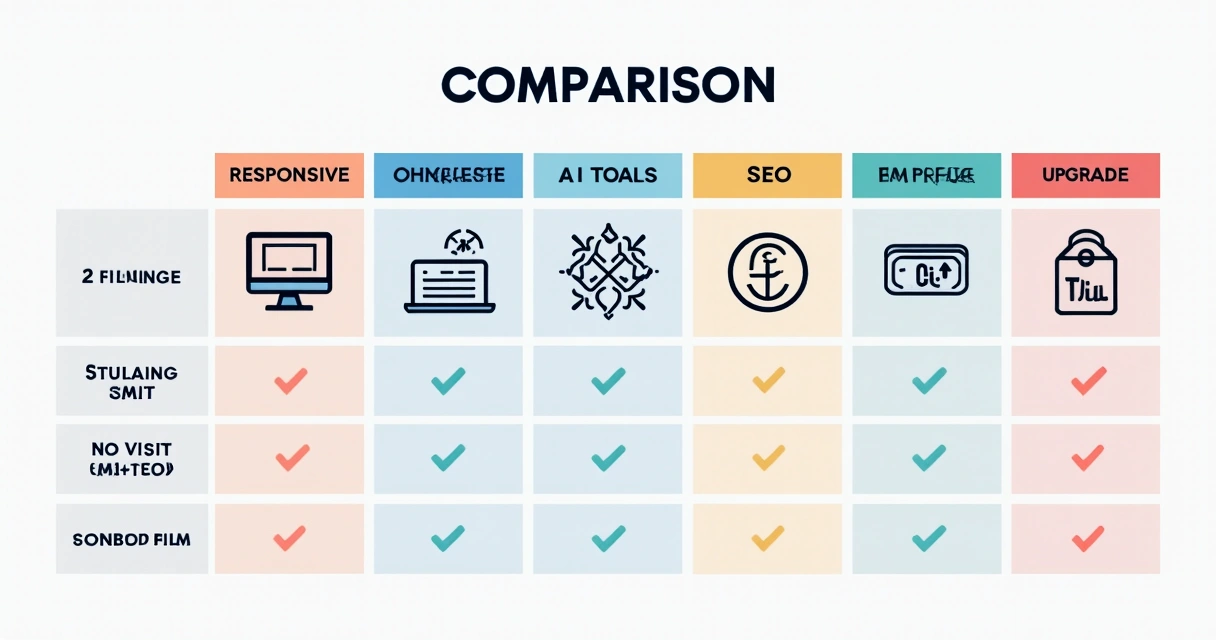 Tabela ilustrativa comparando recursos de plataformas de criação de sites grátis 