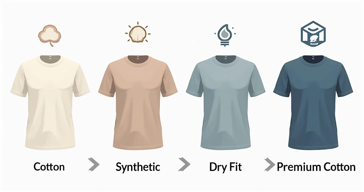 Comparativo de tecidos para camiseta terceirão: algodão, malha fria, dry fit, algodão premium 