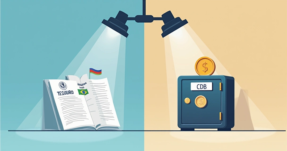Comparativo visual entre Tesouro Direto e CDB 