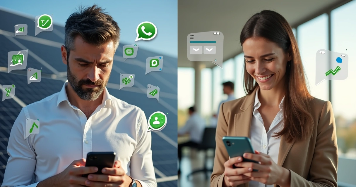 Comparação entre dois vendedores de energia solar em WhatsApp