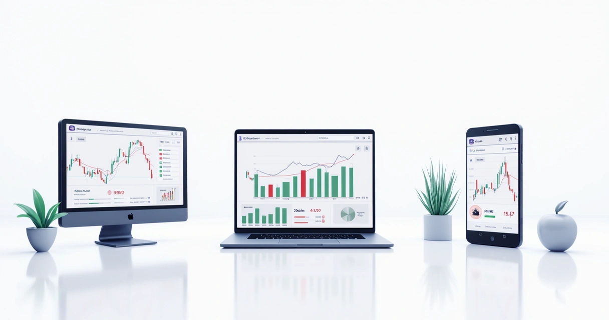 Comparison of trading software types on different devices