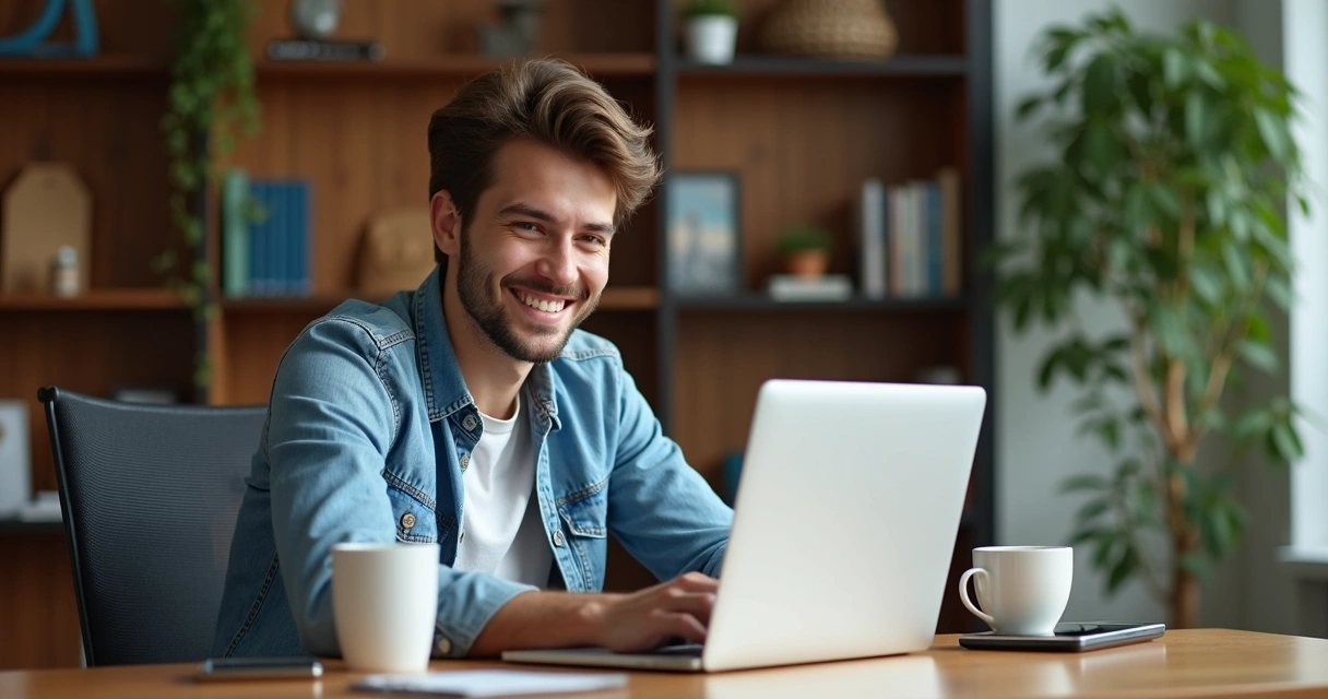 Pessoa usando notebook compartilhando post em rede social 