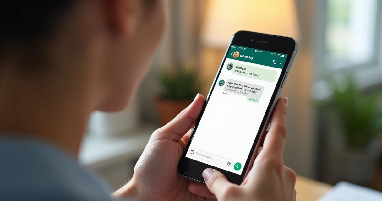 Pessoa compartilhando link de catálogo em PDF no WhatsApp 