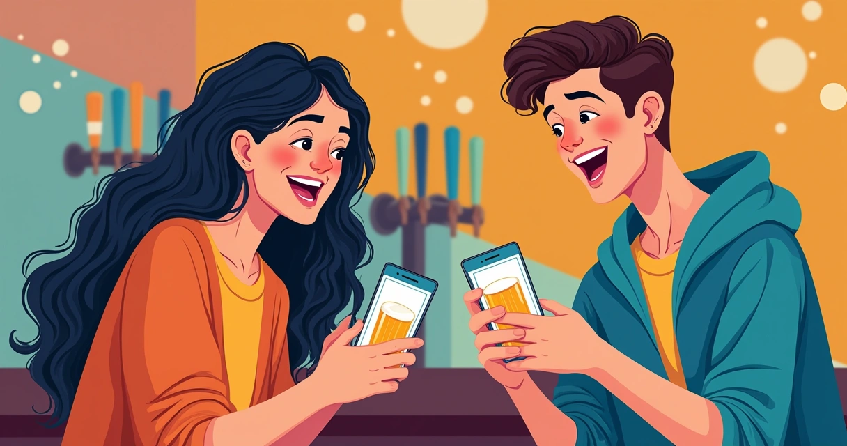 Jovens compartilhando experiência de autosserviço nas redes sociais 