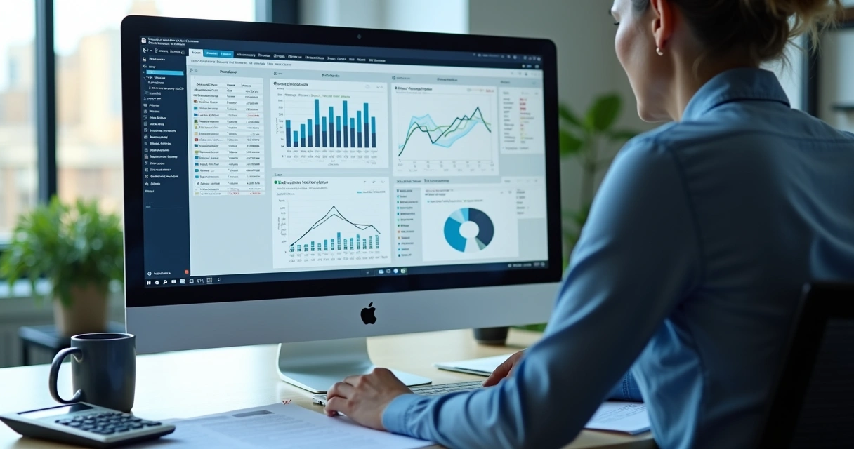 Tela com gráficos financeiros e compensação tributária 