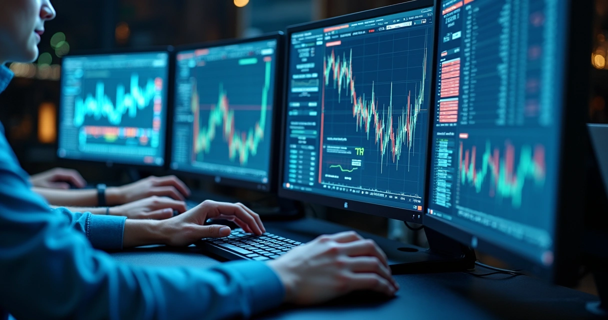 Vários computadores disputando processo licitatório online 