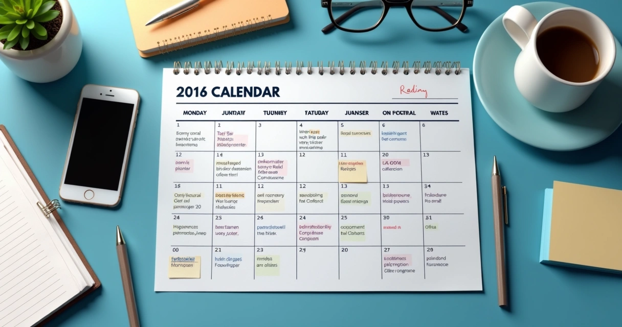 Business compliance calendar with tax and filing reminders 