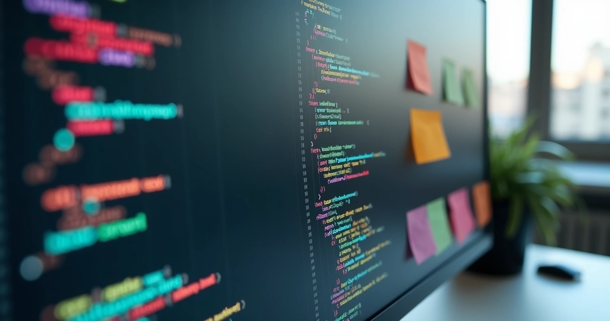 Tela de computador com código de componentes front-end 