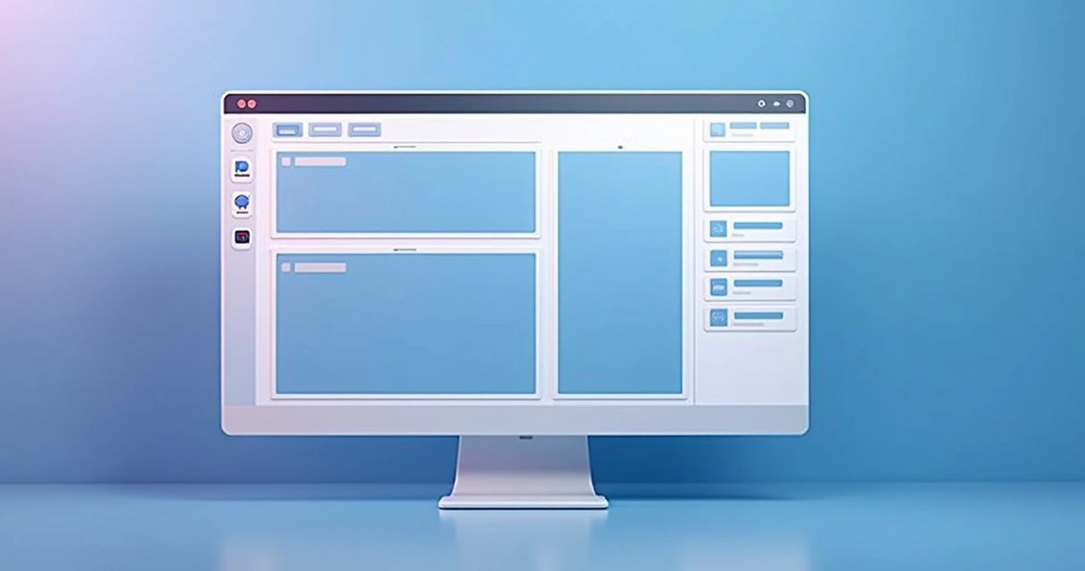 Interface digital mostrando diferentes componentes visuais e áreas de navegação 