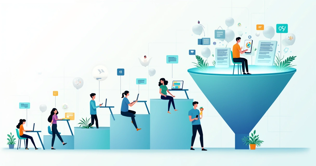 Segmentação de leads B2B interagindo em diferentes conteúdos digitais 