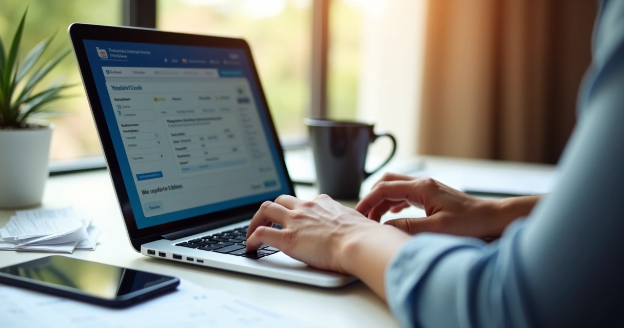 Pessoa digitando dados de cartão em loja online no computador