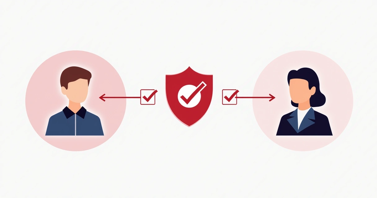 Símbolo de transferência segura entre duas contas Pinterest, com escudo de proteção 