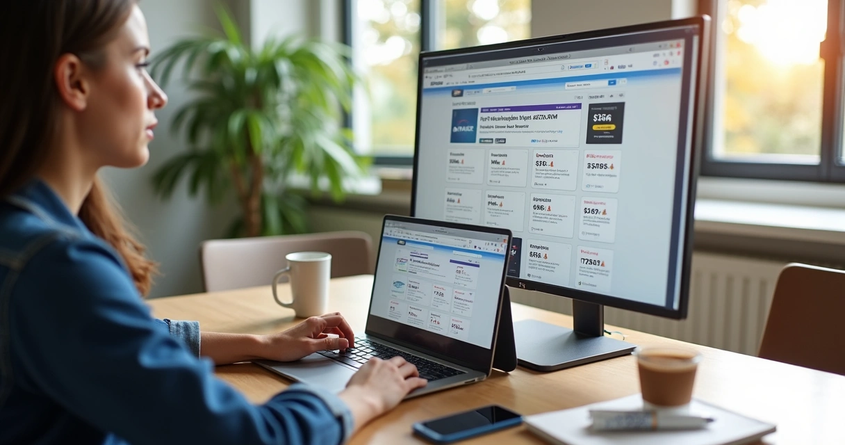 Pessoa usando notebook para comprar online enquanto navega em sites de pontos