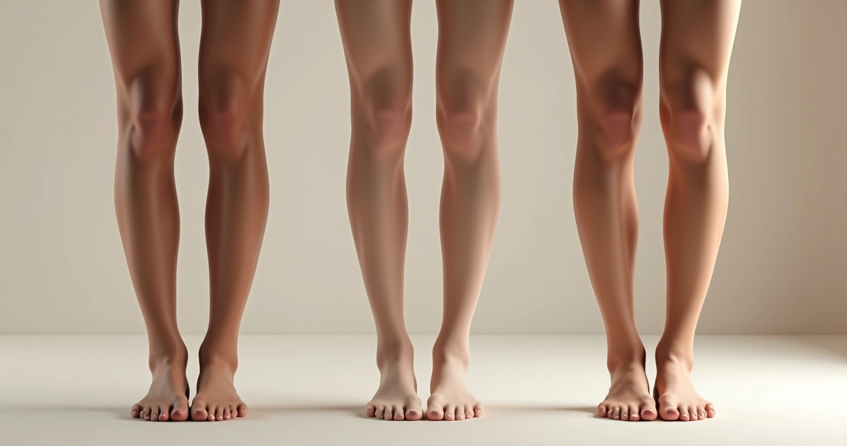 Different types of compression socks on legs 