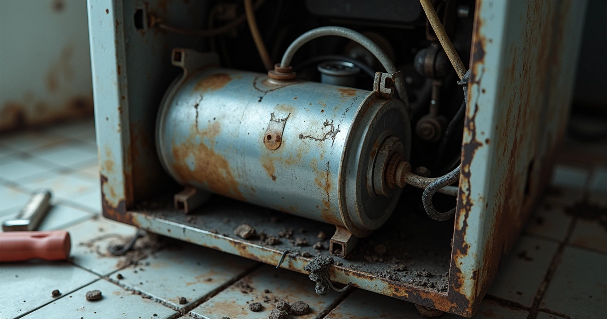 Compressor de geladeira avariado com fios expostos 