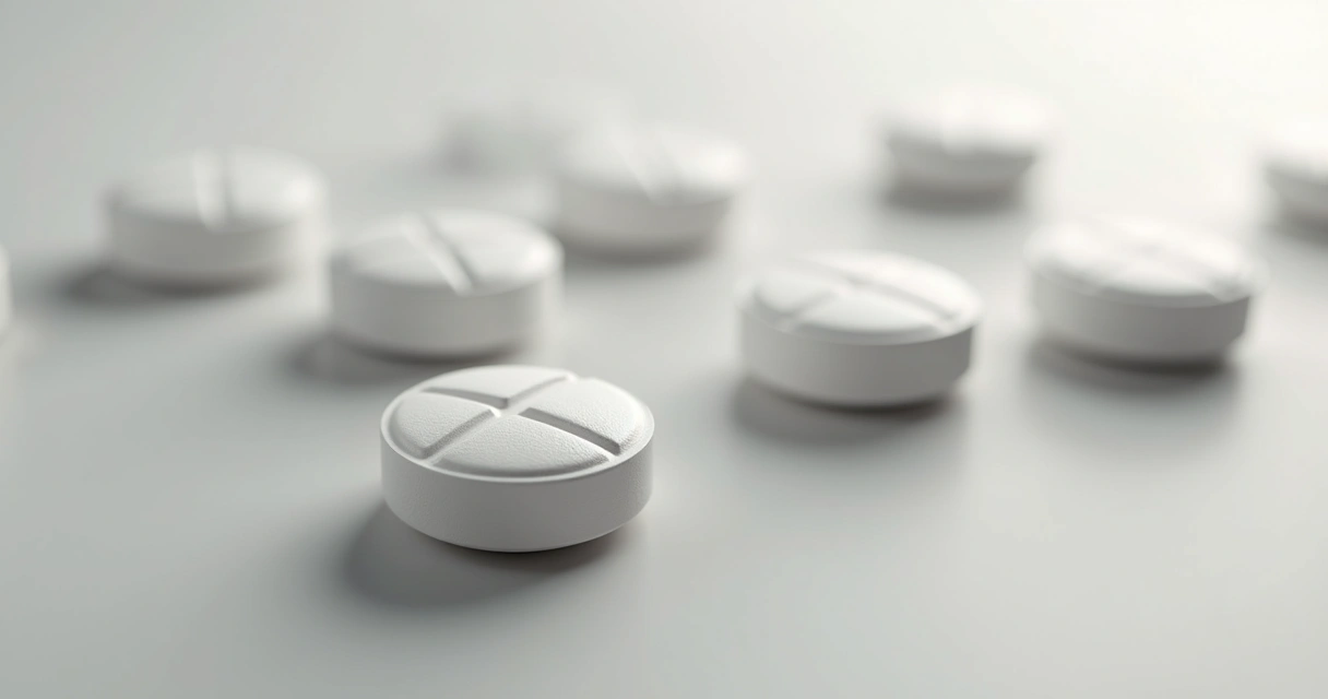 Comprimidos brancos sobre fundo neutro 