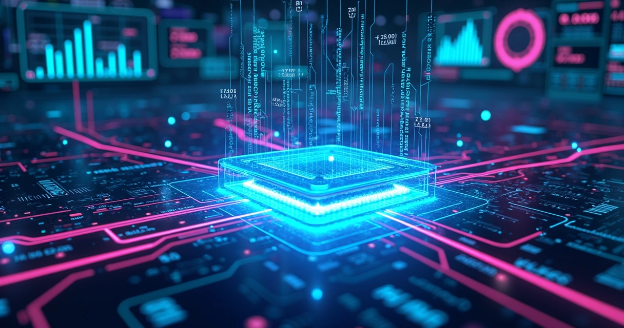 Ilustração de computação quântica para modelagem de risco em seguradora 
