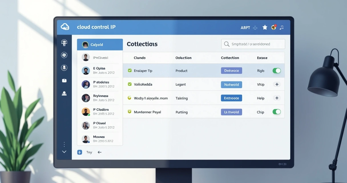 Tela de computador com interface de gerenciamento de IPs na nuvem 