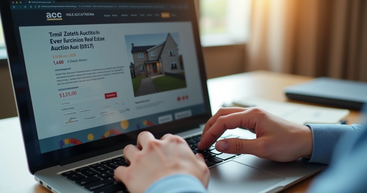 Pessoa usando computador para participar de leilão imobiliário online 