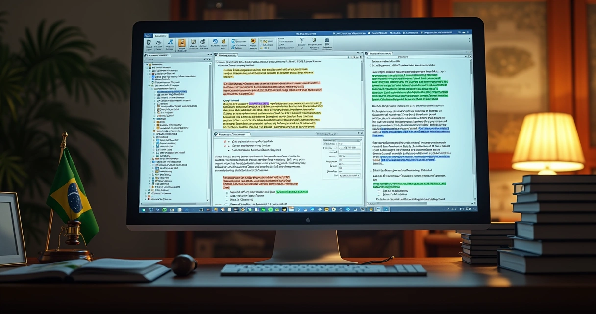 Tela de computador exibindo diversas decisões judiciais lado a lado 