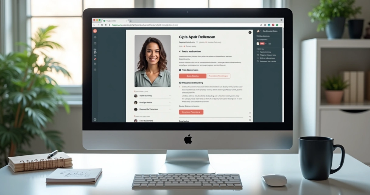 Perfil de freelancer em computador moderno 