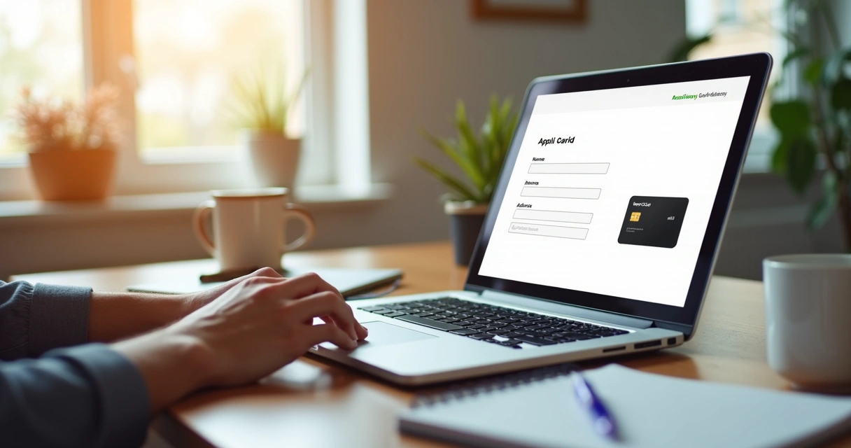 Computer screen showing online credit card application form