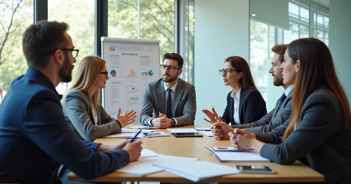 Reunião de equipe com comunicação transparente 