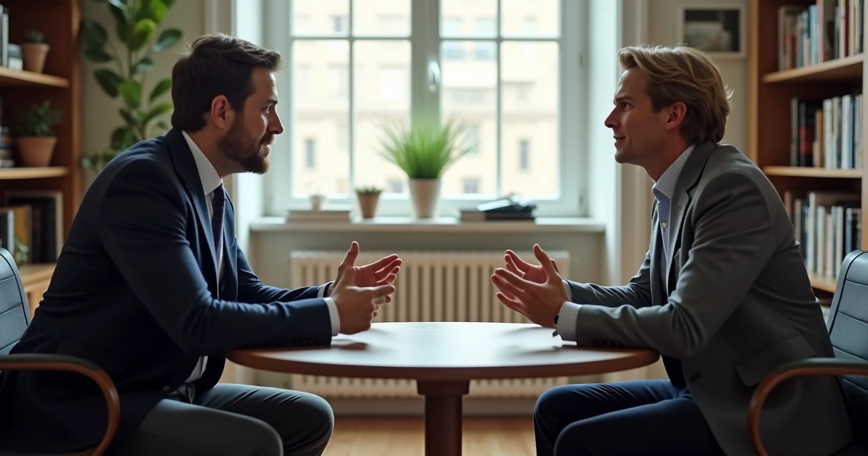 Dois psicólogos conversando de forma assertiva e amigável 