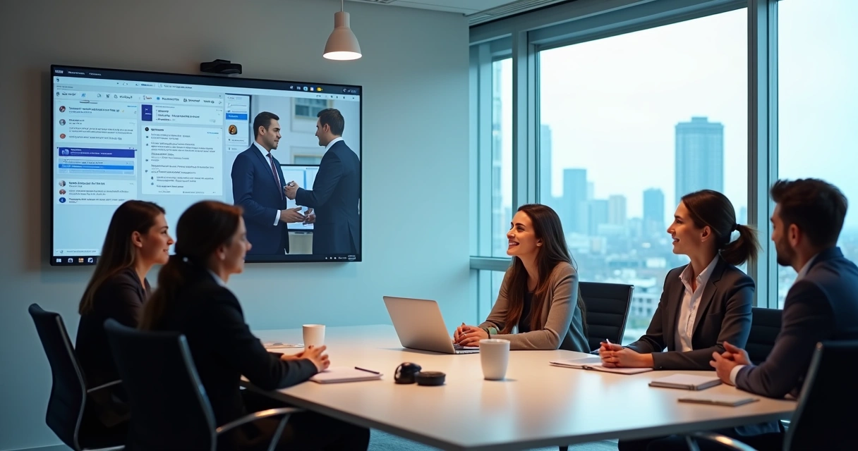 Equipe reunida em chamada no Microsoft Teams. 