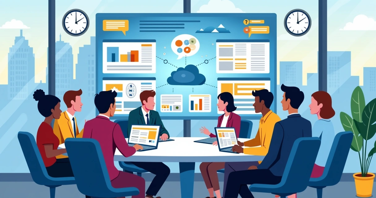 Equipe reunida monitorando comunicação de crise digital em tempo real