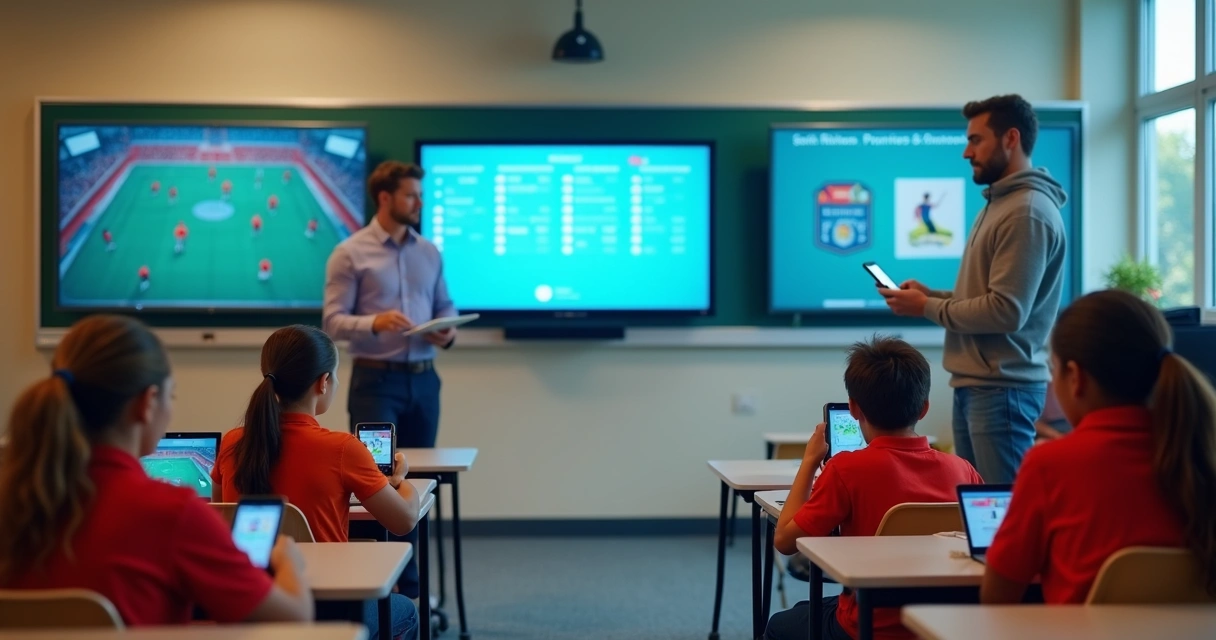 Pais e alunos recebendo mensagens digitais sobre treinos