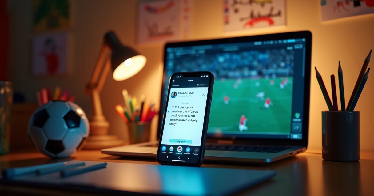 Celular exibindo notificação de mensagem da escola de futebol 