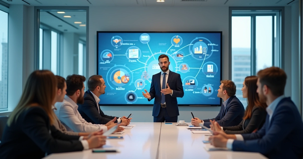 Gestor compartilha informações de modo transparente em reunião com equipe 