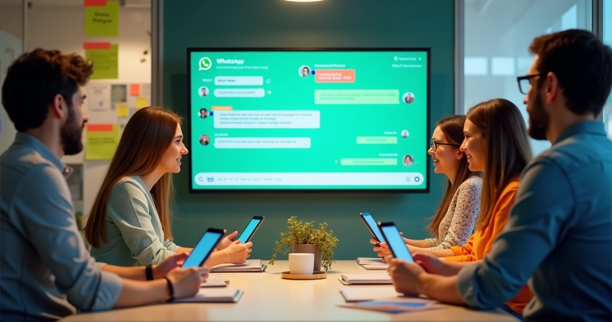 Equipe conversando em grupo de trabalho online 